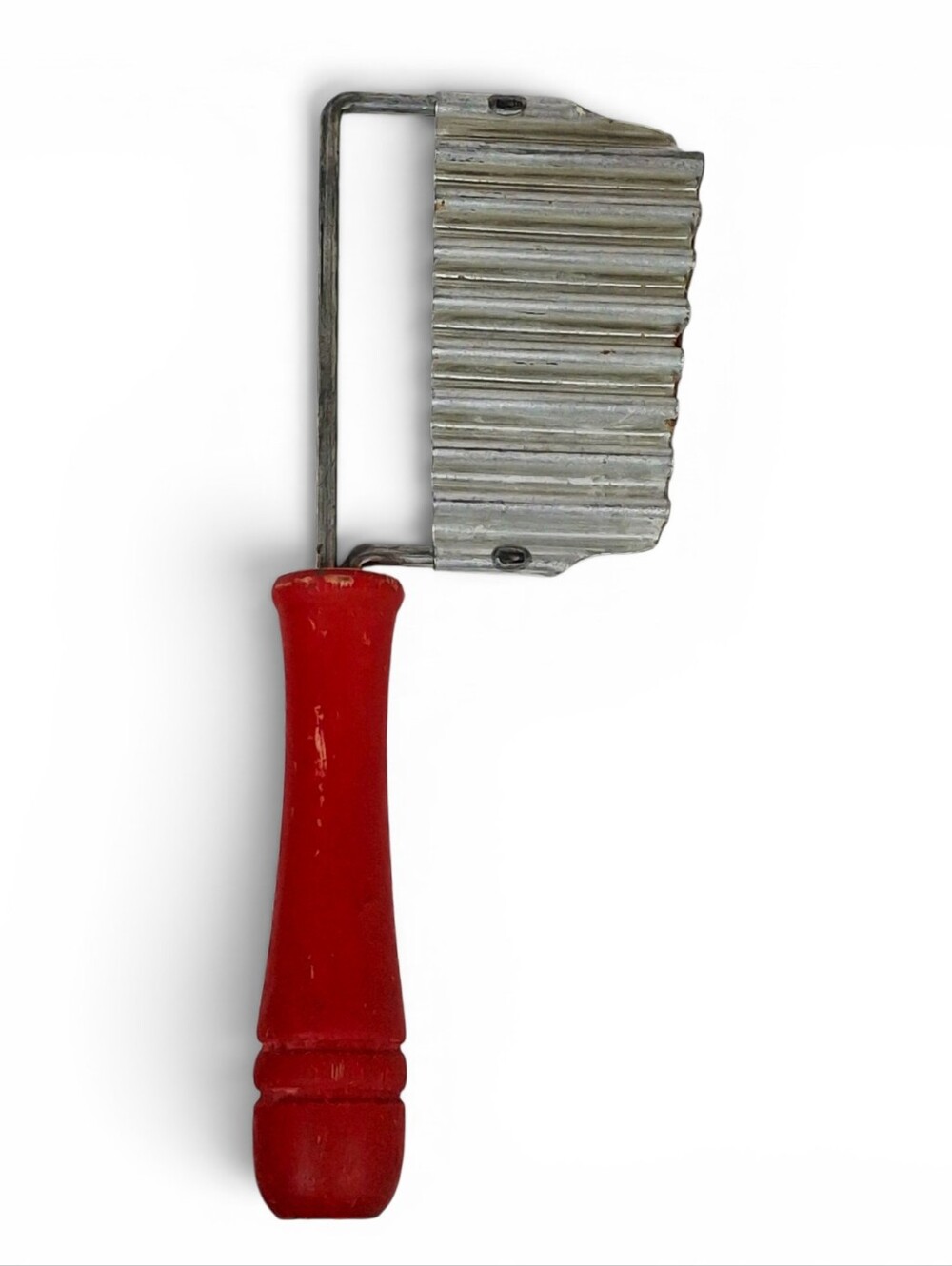 Vintage Red Crinkle Cutter Potato Vegetable Slicer Kitchen Collectible USA